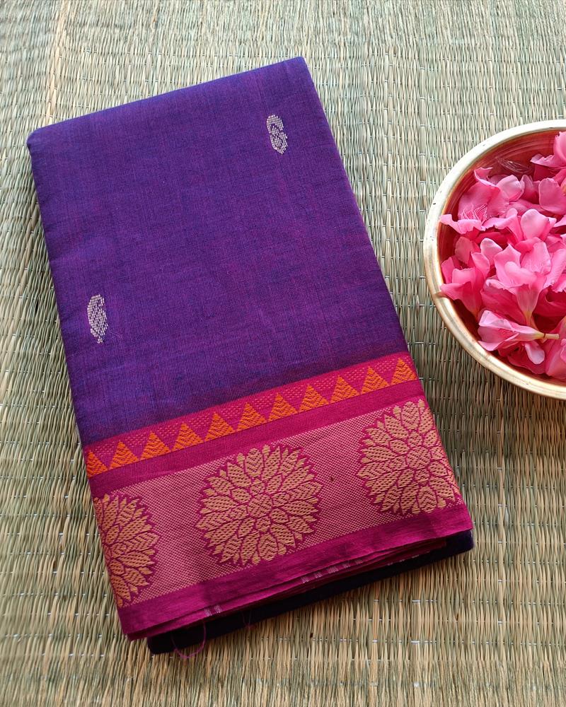 Chettinad Cotton | Violet with Magentha Border