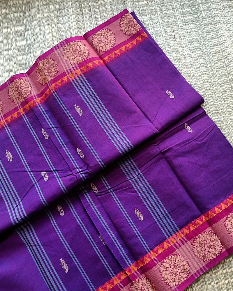 Chettinad Cotton | Violet with Magentha Border