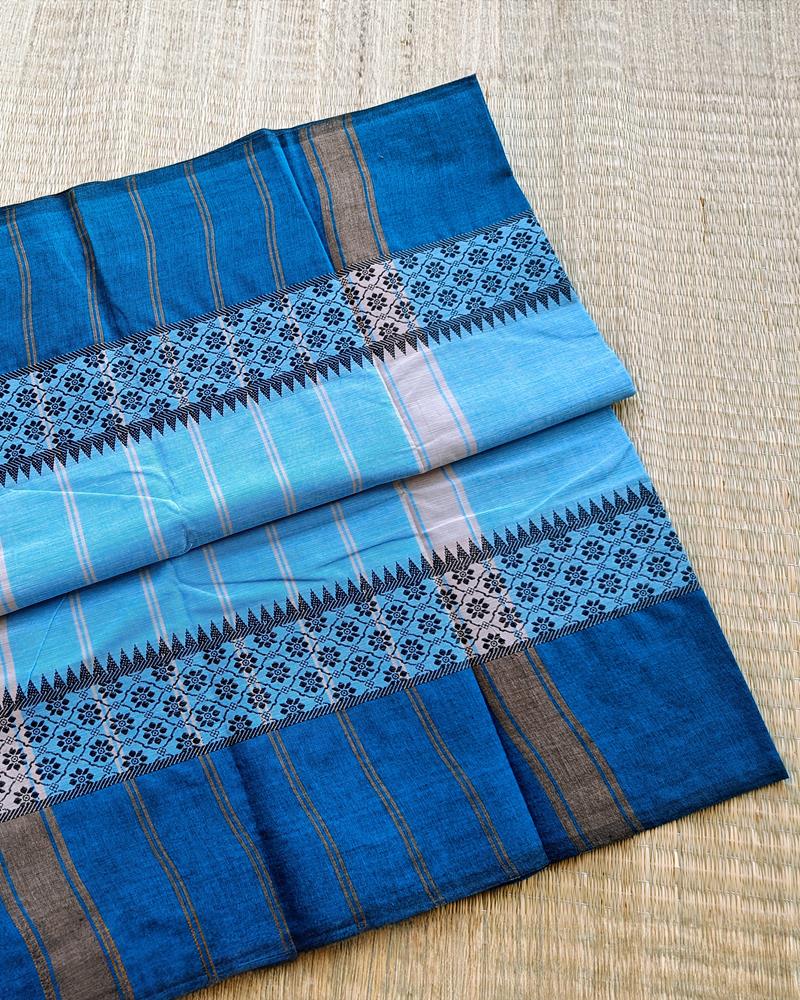 Chettinad Cotton | Light Blue with Dark Blue