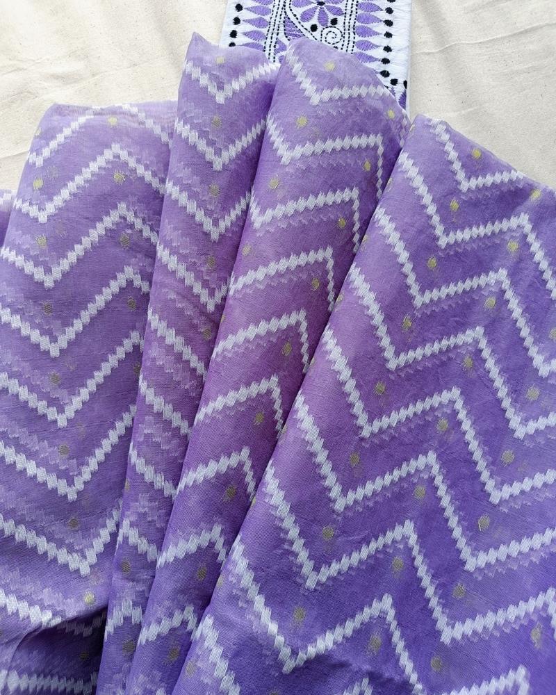 Bengal Cotton | Tant Jamdani | Lavendar Colour