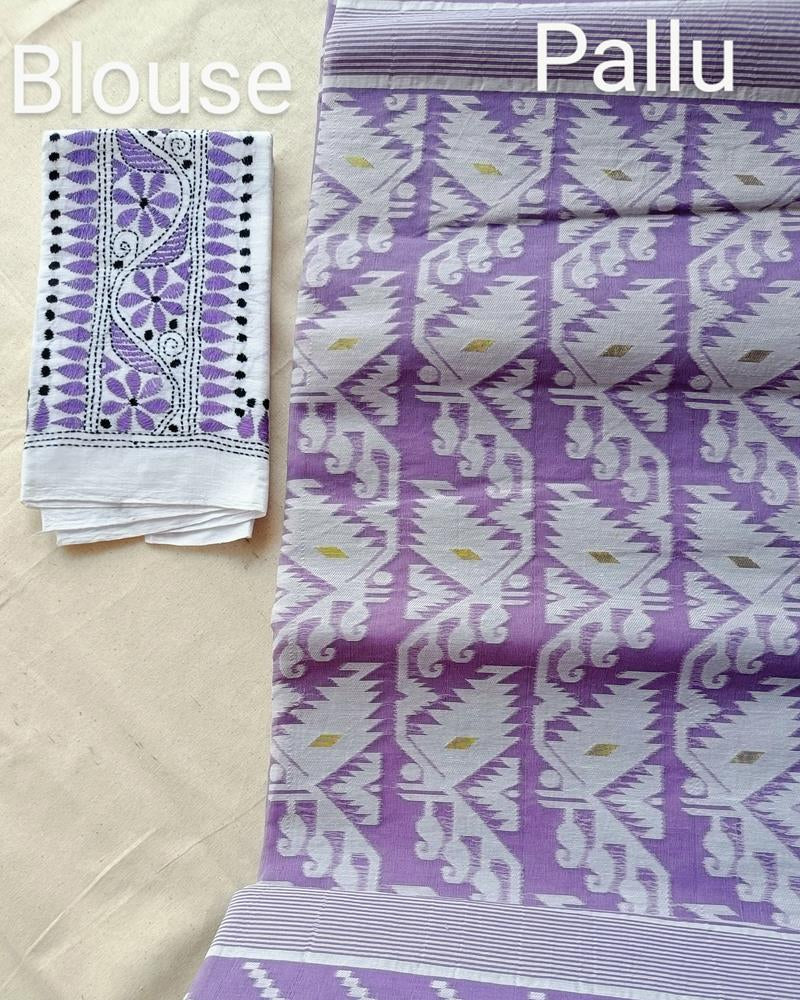 Bengal Cotton | Tant Jamdani | Lavendar Colour