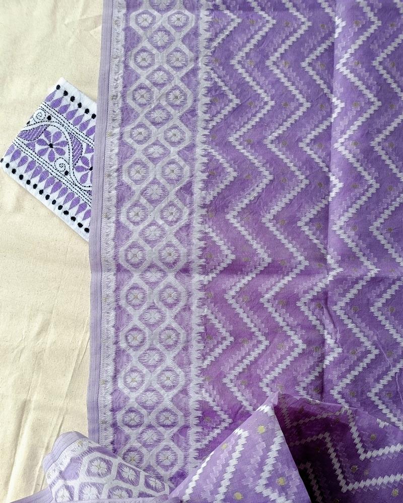 Bengal Cotton | Tant Jamdani | Lavendar Colour