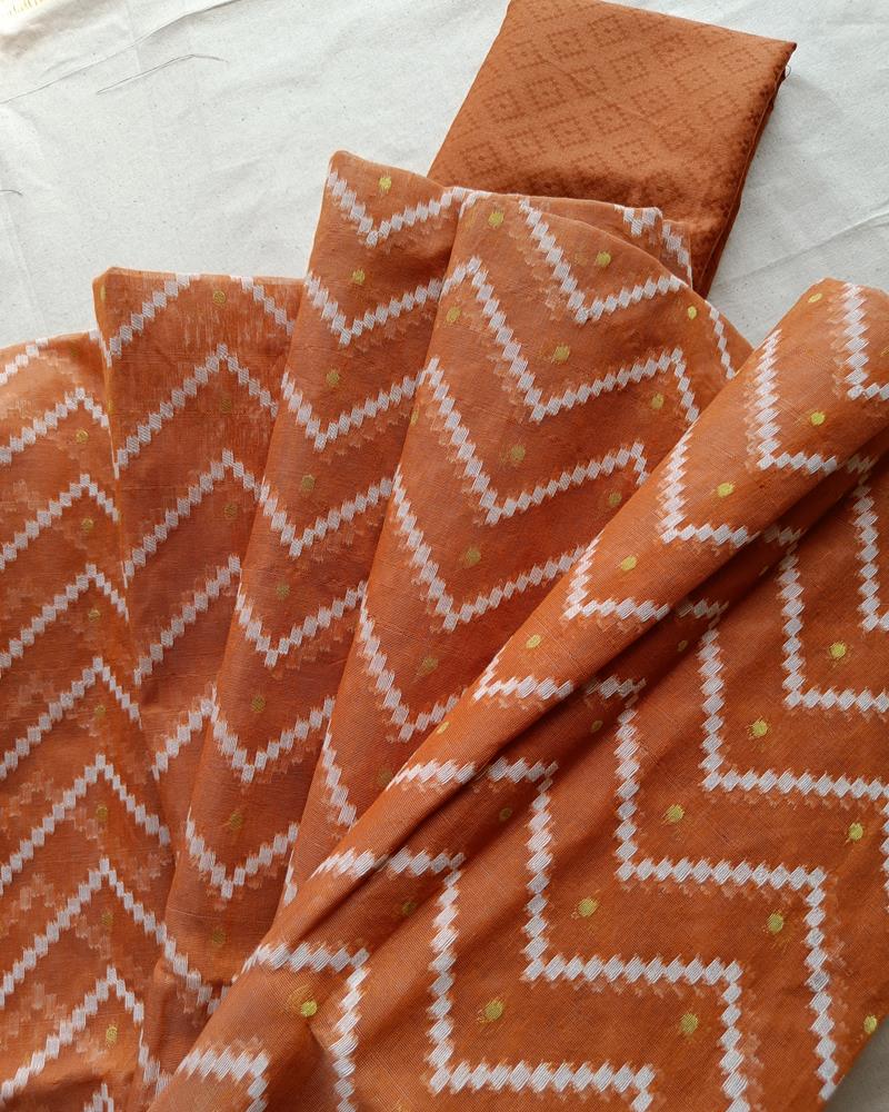 Bengal Cotton | Tant Jamdani | Rust Colour