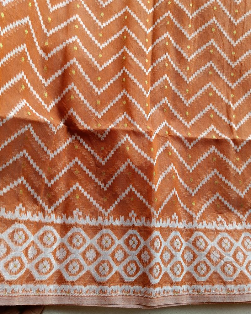 Bengal Cotton | Tant Jamdani | Rust Colour