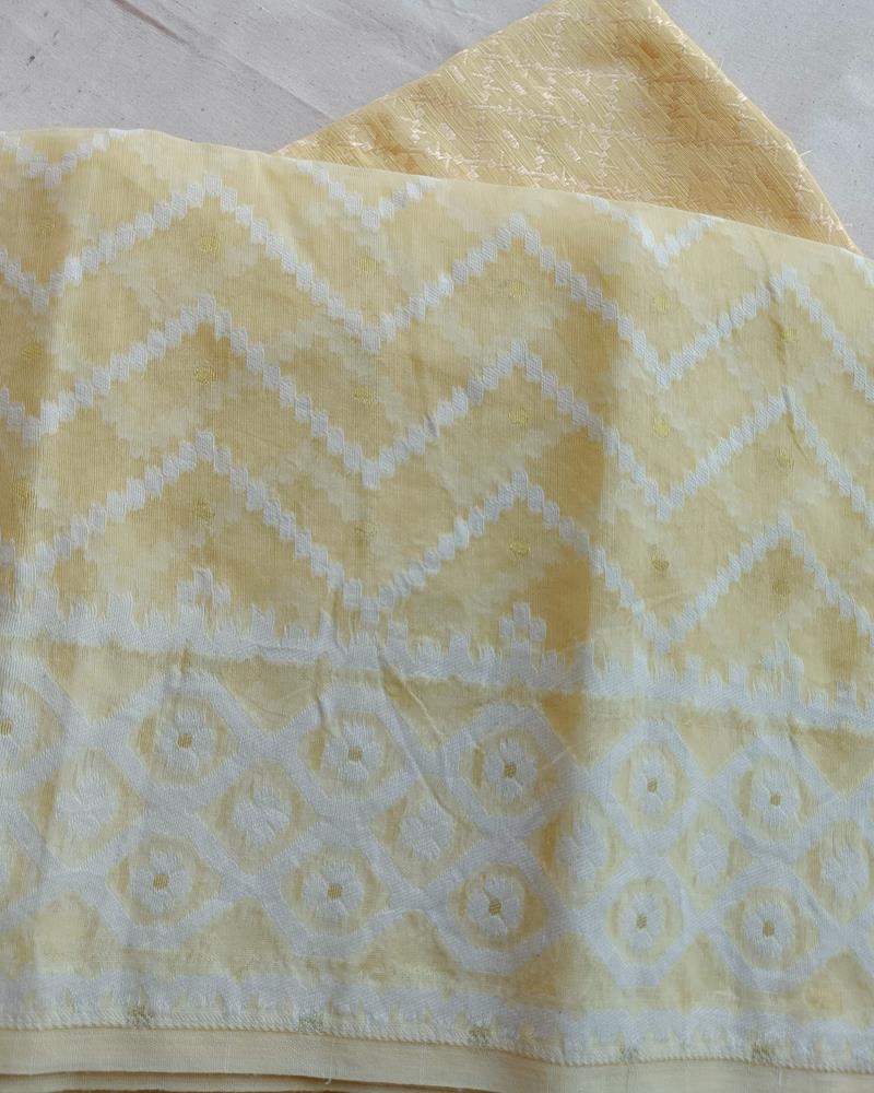 Bengal Cotton | Tant Jamdani | Lemon Yellow Colour