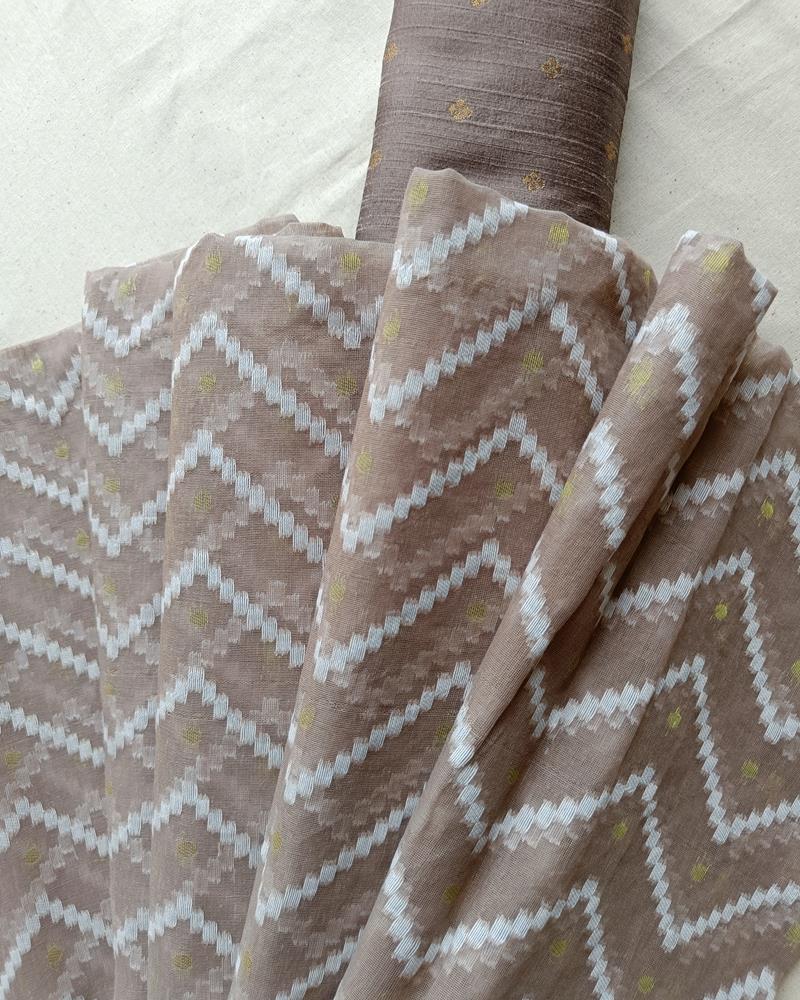 Bengal Cotton | Tant Jamdani | shade of Light Chikoo Colour