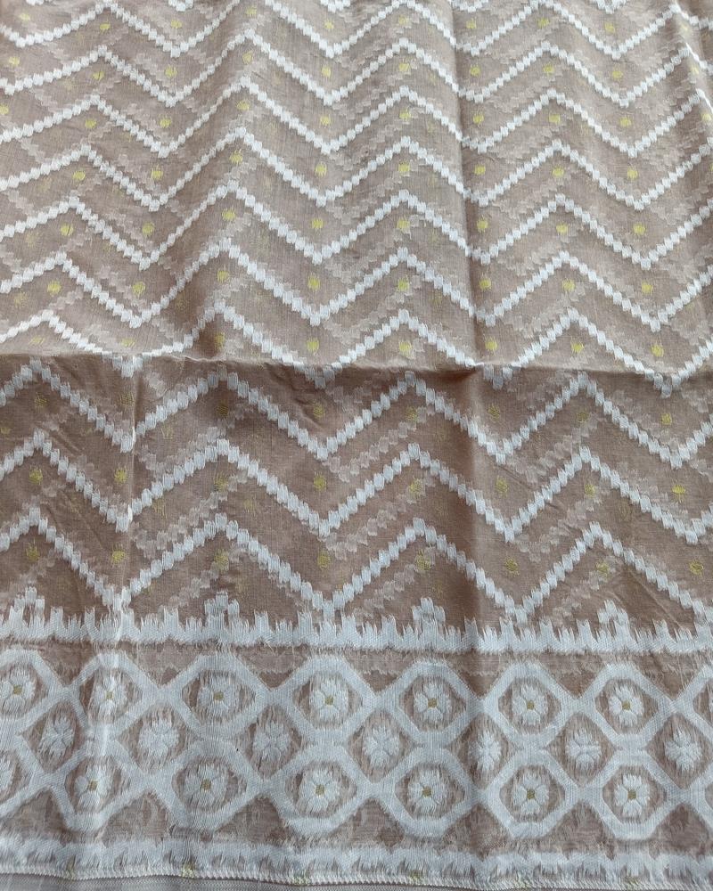 Bengal Cotton | Tant Jamdani | shade of Light Chikoo Colour