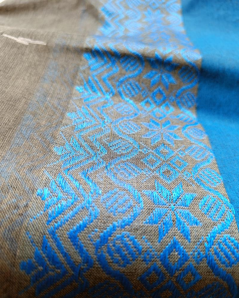 Bengal Cotton Sarees | Combination of Grey and Blue